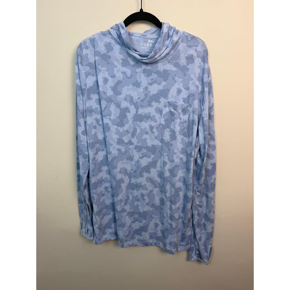 Free Fly Camo Hoodie Women's XXL Blue Bamboo Lightweight Pullover